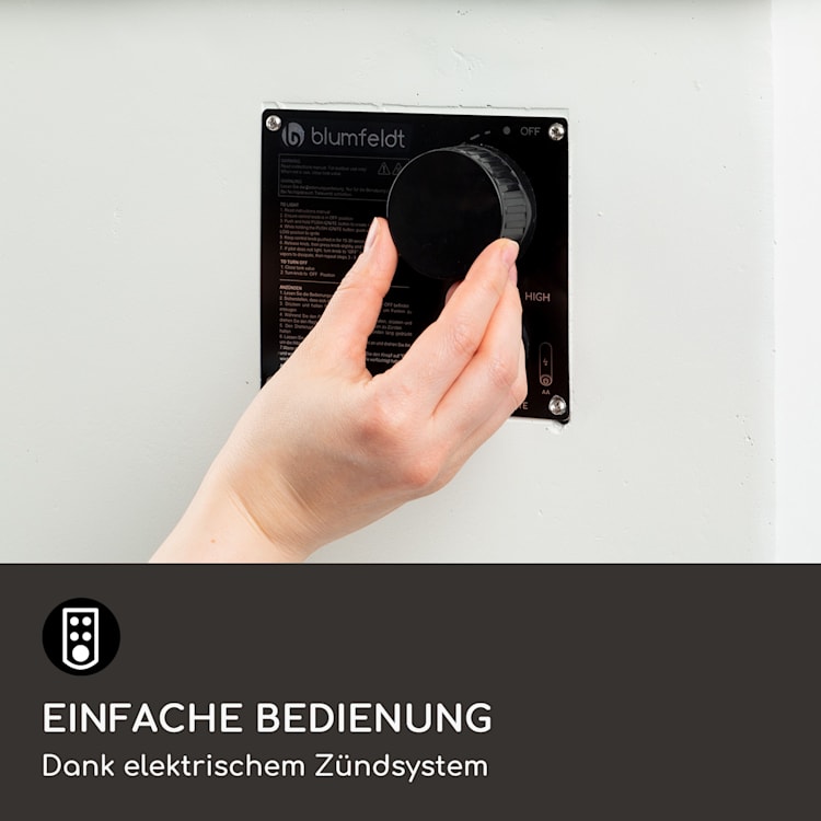 Prati Gas-Feuerstelle 13 kW elektrisches Zündsystem Lavasteine inkl. Regenschutz Weiß