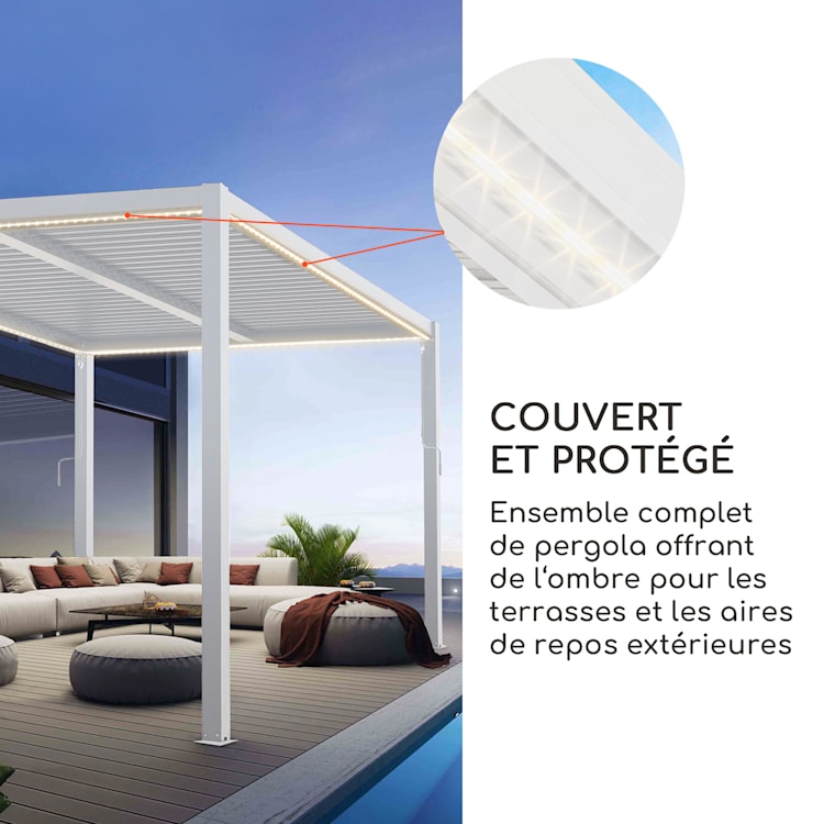 Pantheon Climax Ambient 3 x 3 m 4 poteaux d'angle toit bioclimatique 3 x 3 m | Blanc