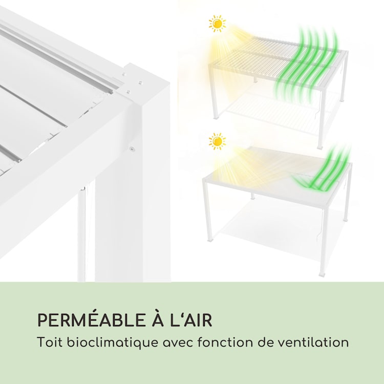 Pantheon Climax Ambient 3 x 3 m 4 poteaux d'angle toit bioclimatique 3 x 3 m | Blanc