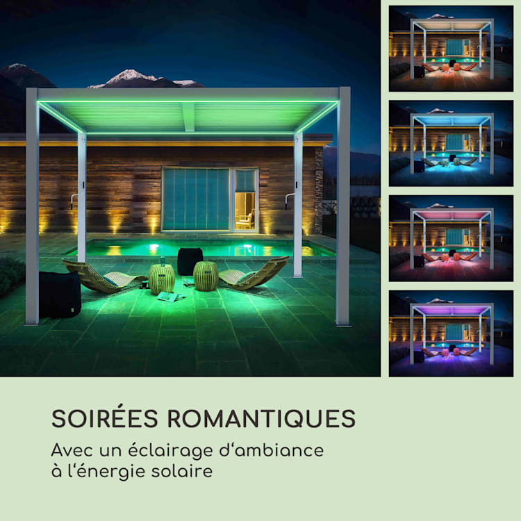 Pantheon Climax Ambient 3 x 3 m 4 poteaux d'angle toit bioclimatique 3 x 3 m | Blanc