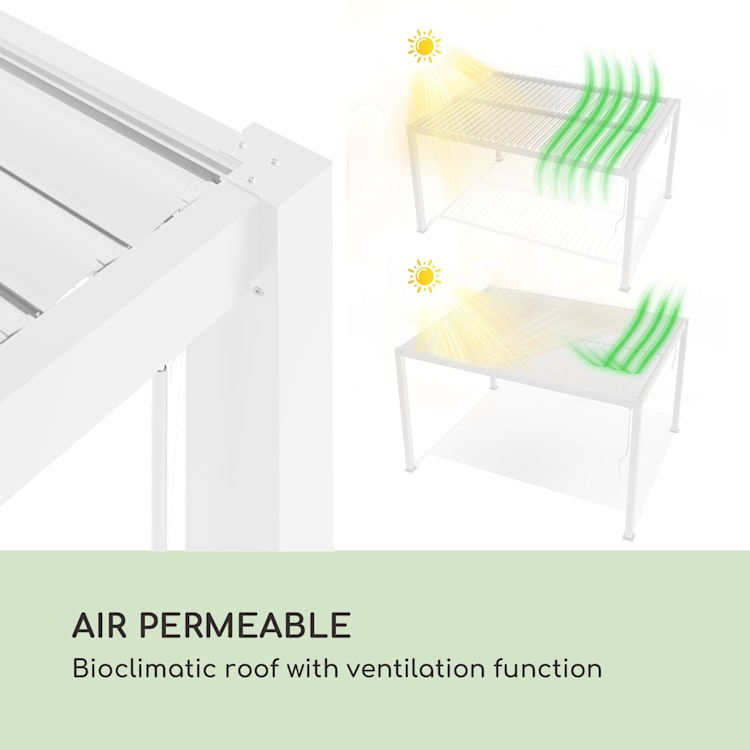 Pantheon Climax Ambient, 3 × 3 m, 4 rohové stĺpiky, bioklimatická strecha 3 x 3 m | Biela