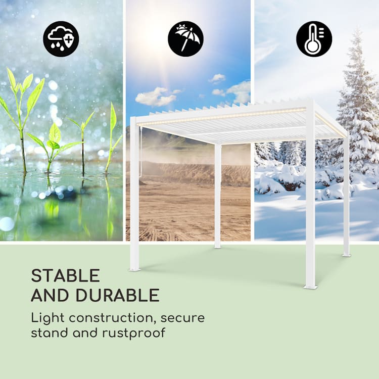 Pantheon Climax Ambient, 3 × 3 m, 4 rohové stĺpiky, bioklimatická strecha 3 x 3 m | Biela