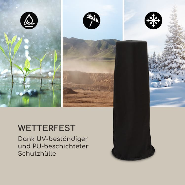 Heatwave Gasheizstrahler 10 kW (728 g/h) Bodenrollen Schutzcover Piezozündung Silber