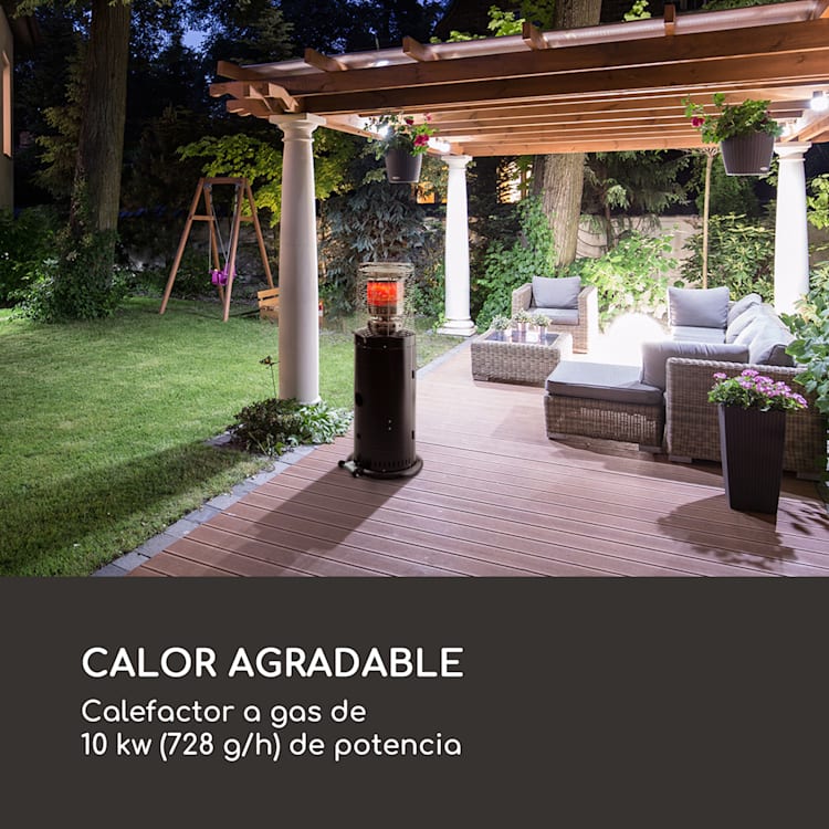 Heatwave Estufa de gas 10 kW (728 g/h) con ruedas, cubierta protectora y encendido piezoeléctrico Negro