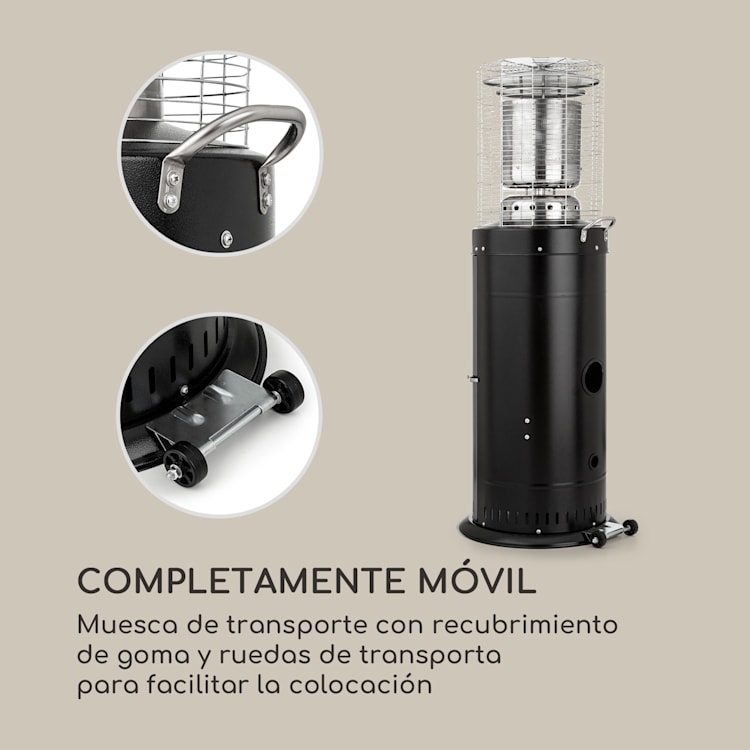 Heatwave Estufa de gas 10 kW (728 g/h) con ruedas, cubierta protectora y encendido piezoeléctrico Negro