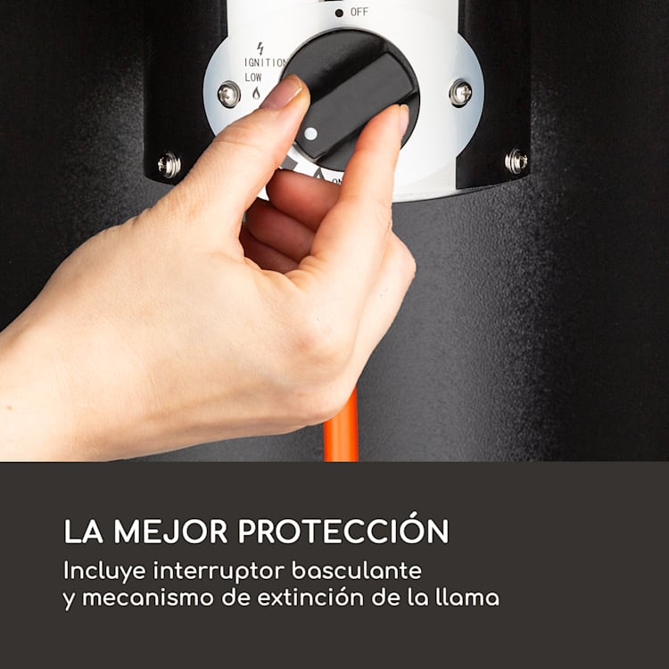 Heatwave Estufa de gas 10 kW (728 g/h) con ruedas, cubierta protectora y encendido piezoeléctrico Negro