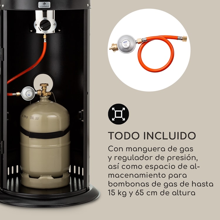 Heatwave Estufa de gas 10 kW (728 g/h) con ruedas, cubierta protectora y encendido piezoeléctrico Negro