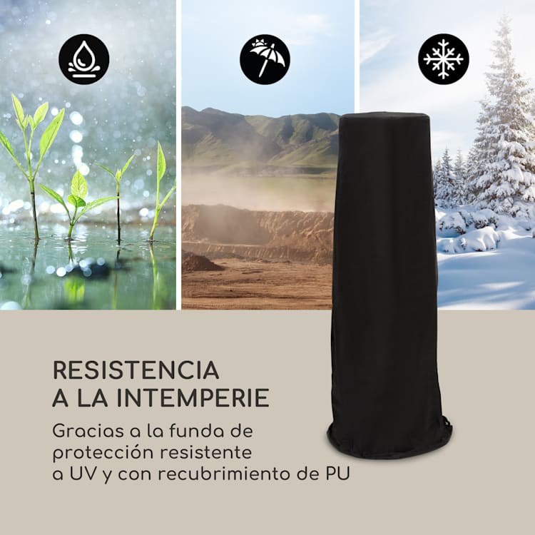 Heatwave Estufa de gas 10 kW (728 g/h) con ruedas, cubierta protectora y encendido piezoeléctrico Negro