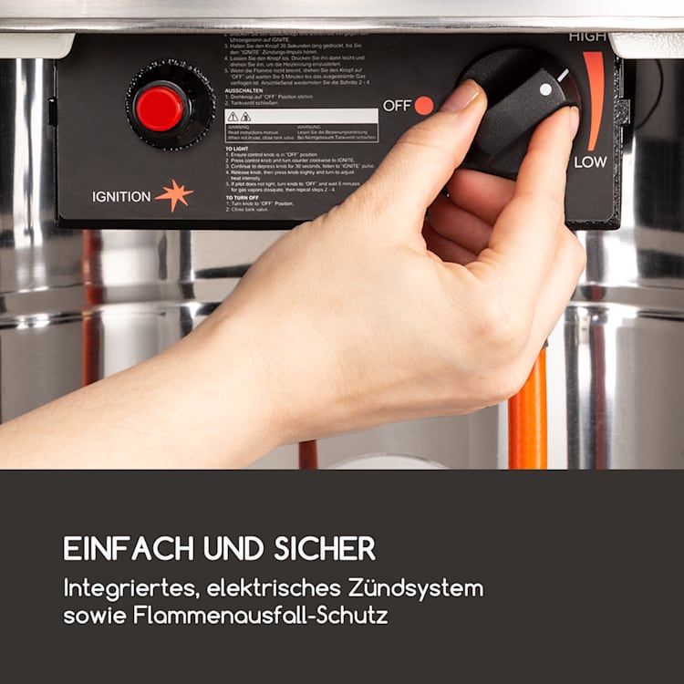 Goldflame Terrassenheizstrahler Gasheizer 11,2 kW Temperglas mobil Edelstahl Silber
