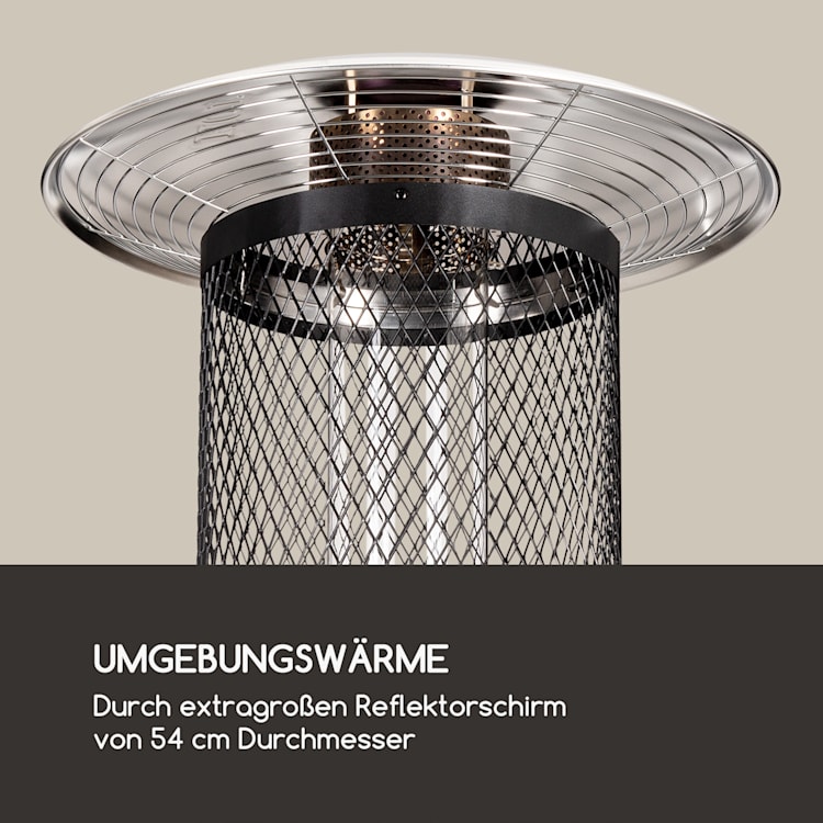 Goldflame Terrassenheizstrahler Gasheizer 11,2 kW Temperglas mobil Edelstahl Silber