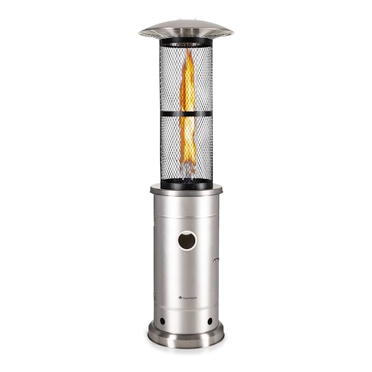 Goldflame Terrassenheizstrahler Gasheizer 11,2 kW Temperglas mobil Edelstahl Silber
