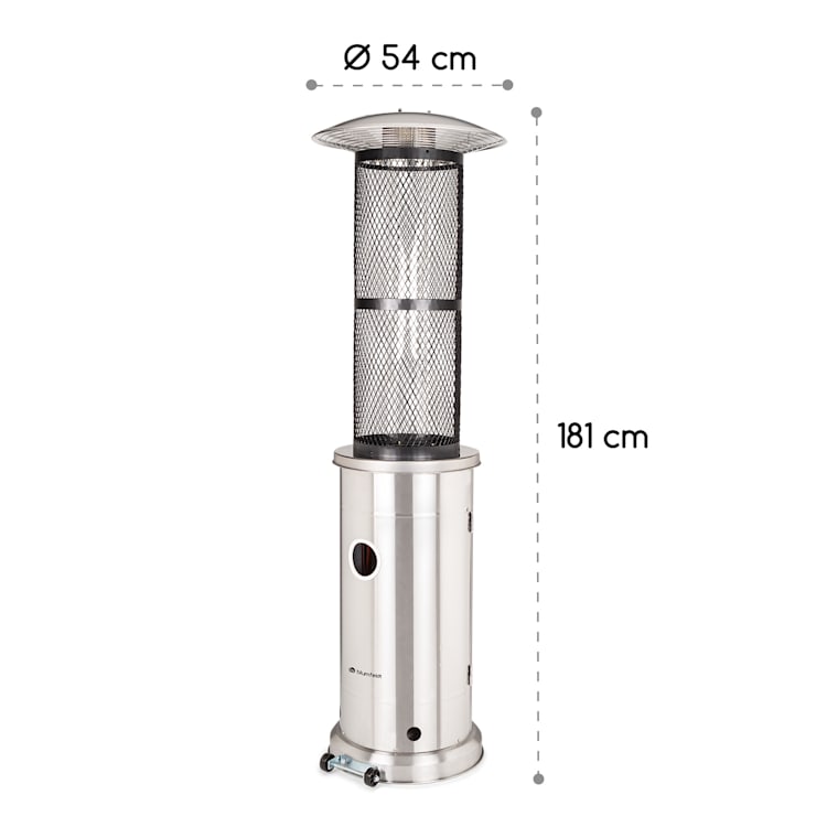 Goldflame Terrassenheizstrahler Gasheizer 11,2 kW Temperglas mobil Edelstahl Silber