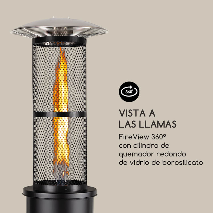 Goldflame calefactor de terraza calefacción a gas 11,2 kW vidrio templado móvil acero inoxidable