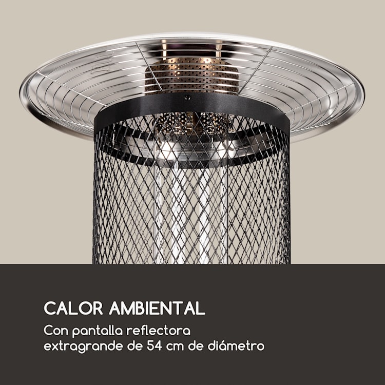 Goldflame calefactor de terraza calefacción a gas 11,2 kW vidrio templado móvil acero inoxidable