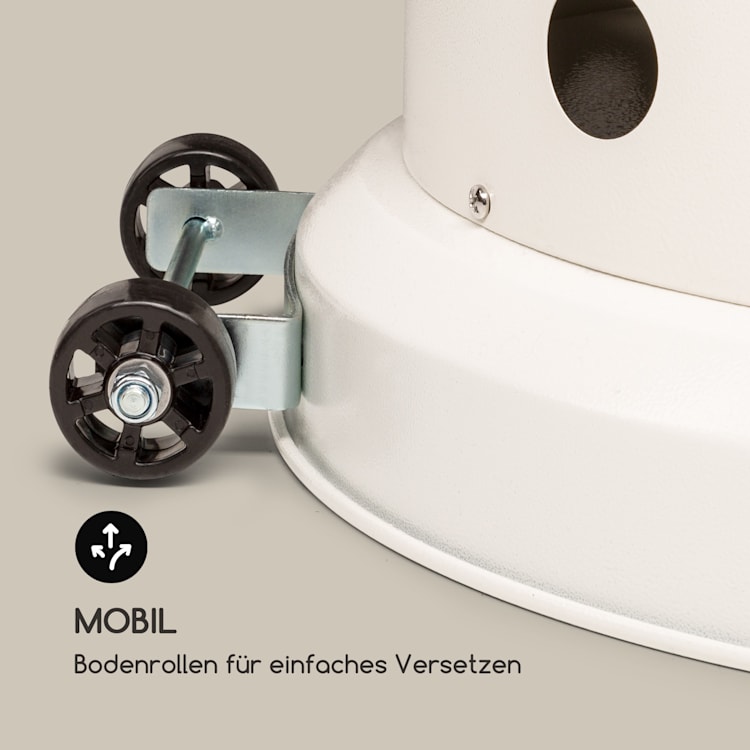 Goldflame Terrassenheizstrahler Gasheizer 11,2 kW Temperglas mobil Edelstahl Weiß