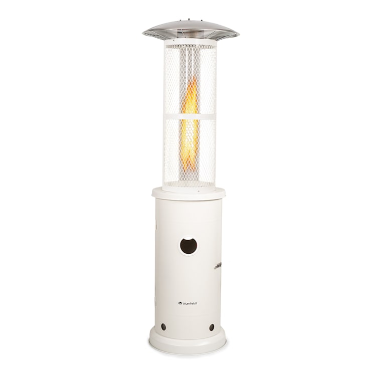 Goldflame Terrassenheizstrahler Gasheizer 11,2 kW Temperglas mobil Edelstahl Weiß