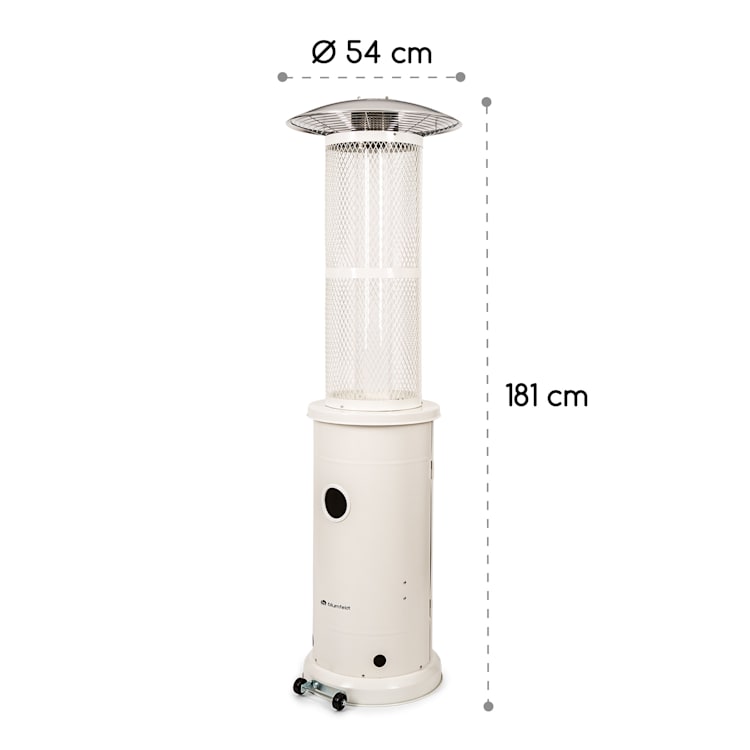 Goldflame Terrassenheizstrahler Gasheizer 11,2 kW Temperglas mobil Edelstahl Weiß