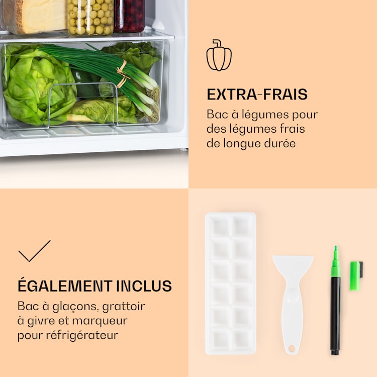 Spitzbergen 83 réfrigérateur 76 litres Compartiment congélateur plus de 7 litres 2 clayettes 83 L | Blanc