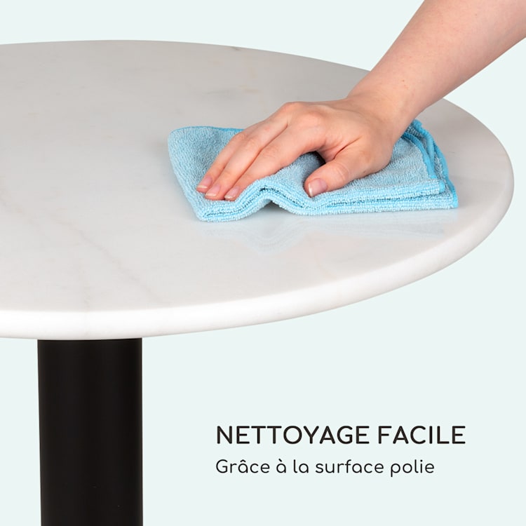 Patras Pearl Table bistrot Art Nouveau Marbre Ø 60 cm H 75 cm Fonte d'acier Blanc
