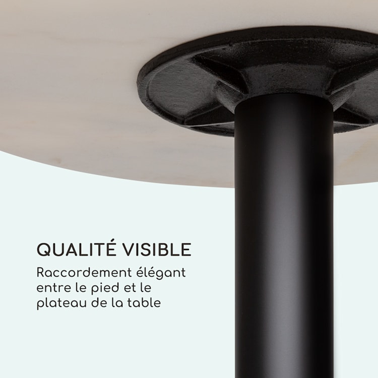 Patras Pearl Table bistrot Art Nouveau Marbre Ø 60 cm H 75 cm Fonte d'acier Blanc