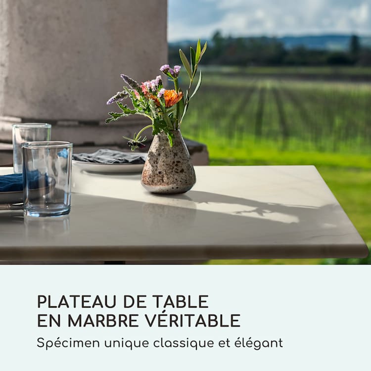 Table bistrot Patras Onyx avec marbre Art Nouveau 60 x 60 cm Hauteur : 72 cm Trépieds Pied, angulaire