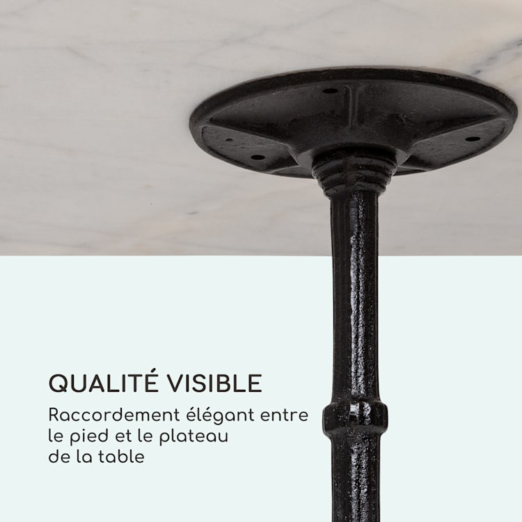 Table bistrot Patras Onyx avec marbre Art Nouveau 60 x 60 cm Hauteur : 72 cm Trépieds Pied, angulaire