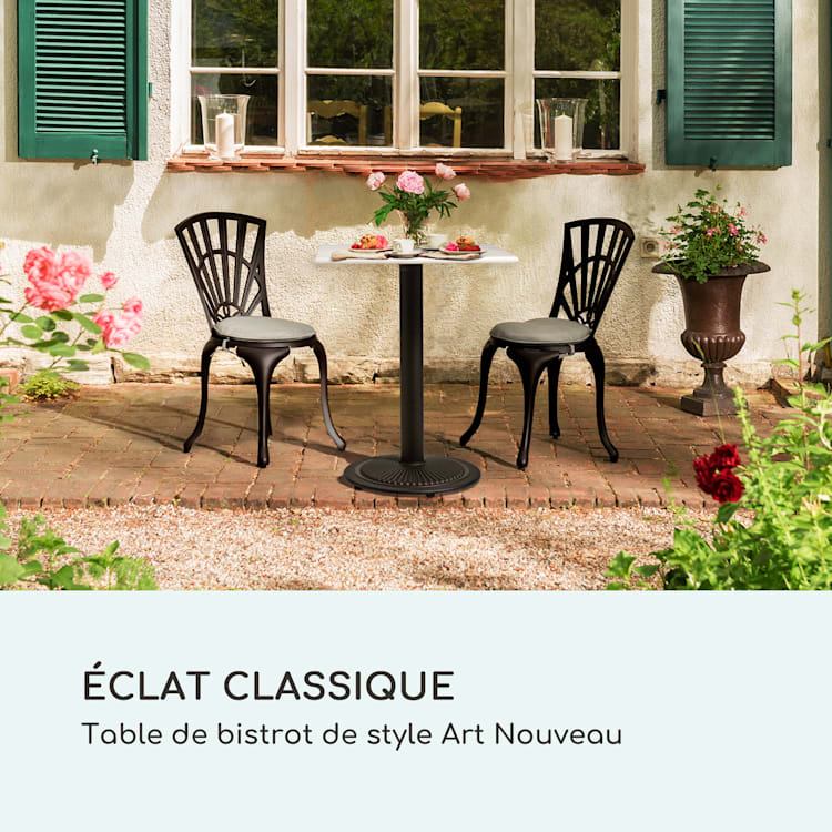Table bistrot Patras Onyx avec marbre Art Nouveau 60 x 60 cm Hauteur : 72 cm rond Pied, rond