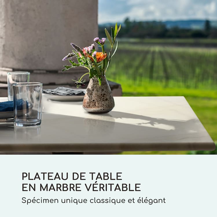 Table bistrot Patras Onyx avec marbre Art Nouveau 60 x 60 cm Hauteur : 72 cm rond Pied, rond
