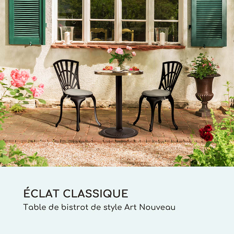 Patras Jewel Table en marbre Art Nouveau Ø : 57,5 cm H : 75 cm Base en fonte Noir