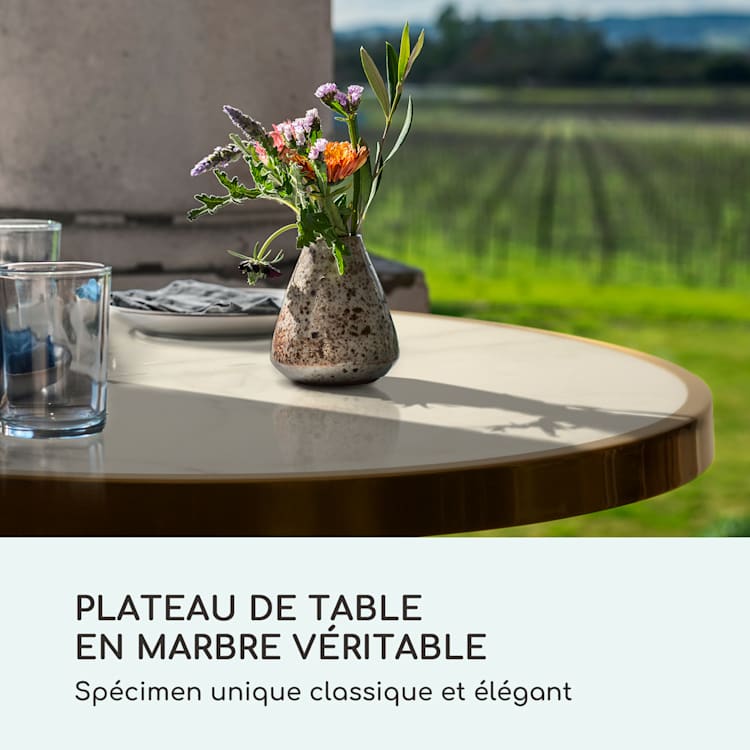 Patras Jewel Table en marbre Art Nouveau Ø : 57,5 cm H : 75 cm Base en fonte Noir