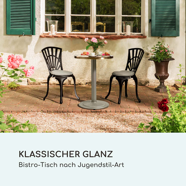 Patras Jewel Marmor-Tisch Jugendstil Ø: 57,5 cm H: 75 cm Gusseiserner Standfuß Grau