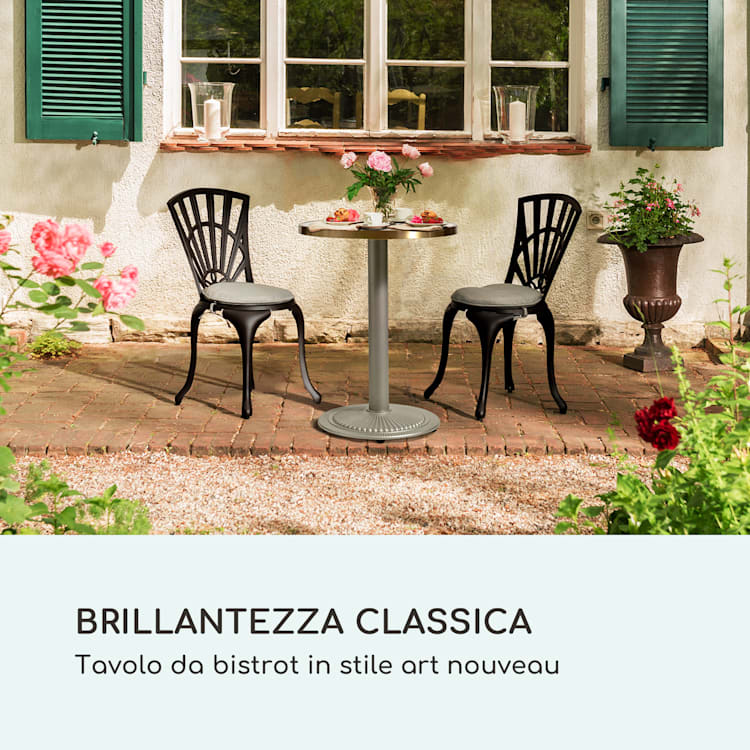 Patras Jewel - Tavolo di marmo, art nouveau, Ø: 57,5 cm, altezza: 75 cm, ghisa, base d'appoggio Grigio