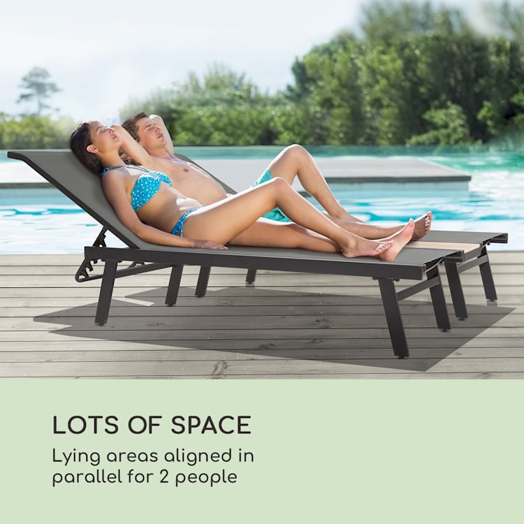 Pompei, Slnečné ležadlo, Lounger, pre 2 osoby, Odkladacia plocha z hliníka Tmavo šedá