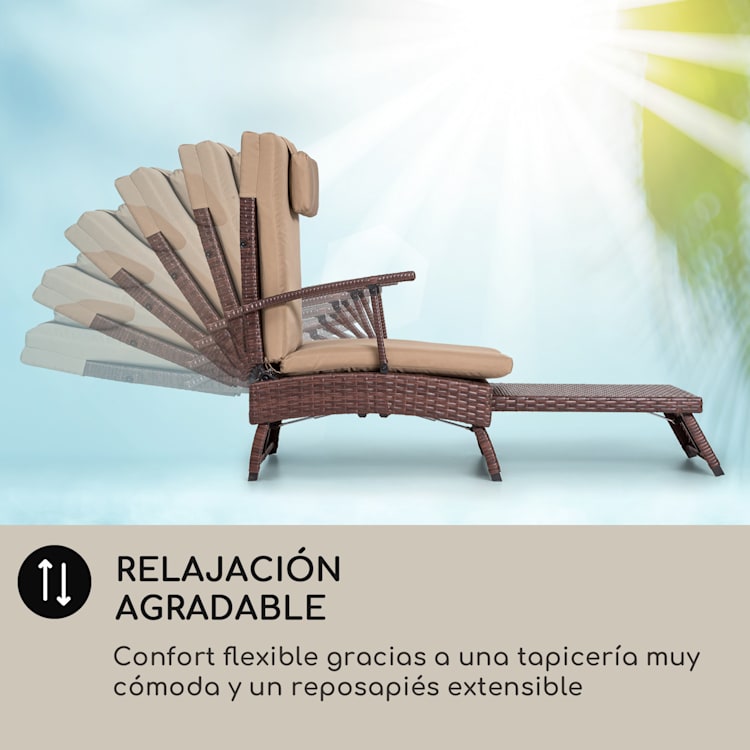 Tumbona Kos Lounger con reposapiés estructura de acero 6 posiciones Marrón