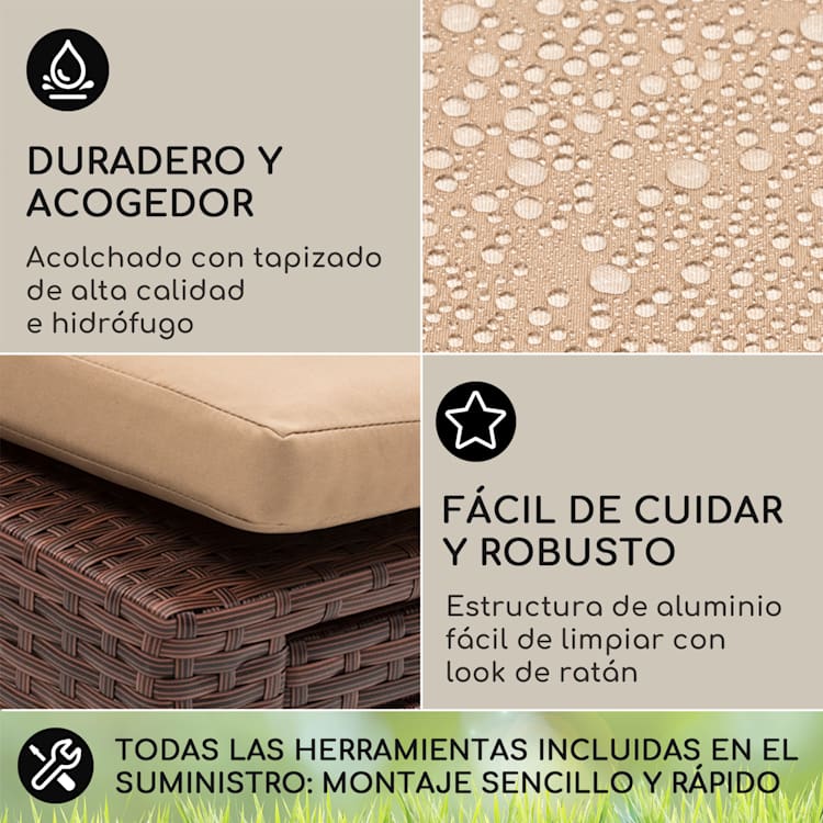 Tumbona Kos Lounger con reposapiés estructura de acero 6 posiciones Marrón