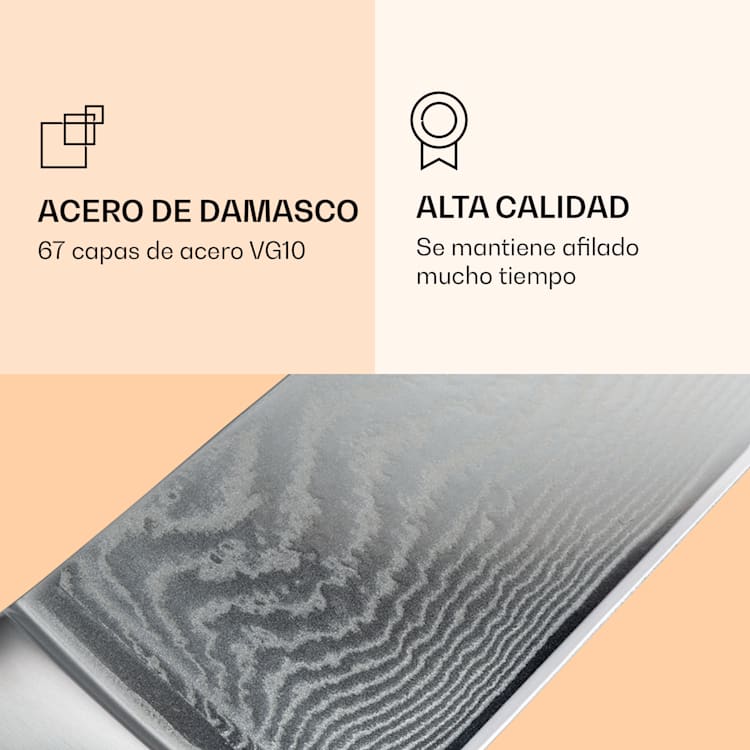 Kaito Damaszener Set de cuchillos 4 piezas muy afiladas mangos de palo rosa