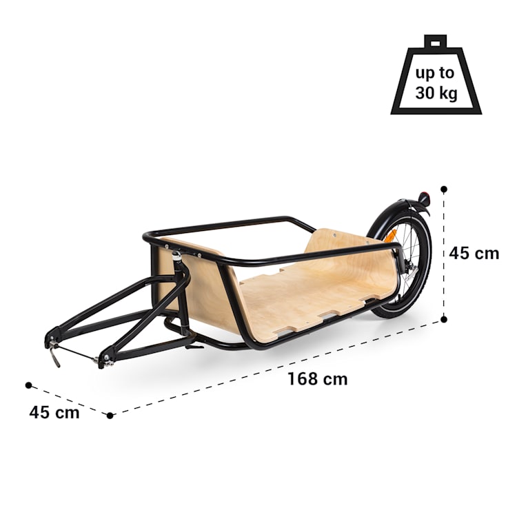 Companion Chaser fietskar fun trailer 30 kg 16" berken multiplex met bovenste frame