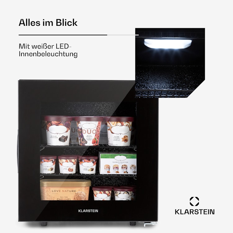 IceAge 36 Gefrierschrank 36 Liter EEK E 2 Etagen Thermostat Glasfront 36 Ltr | Schwarz