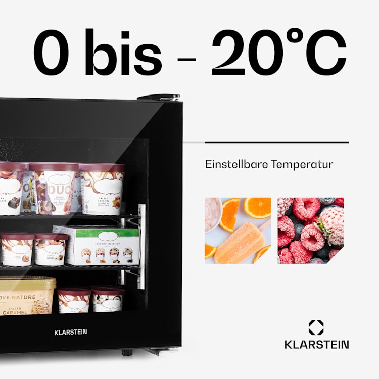 IceAge 36 Gefrierschrank 36 Liter EEK E 2 Etagen Thermostat Glasfront 36 Ltr | Schwarz