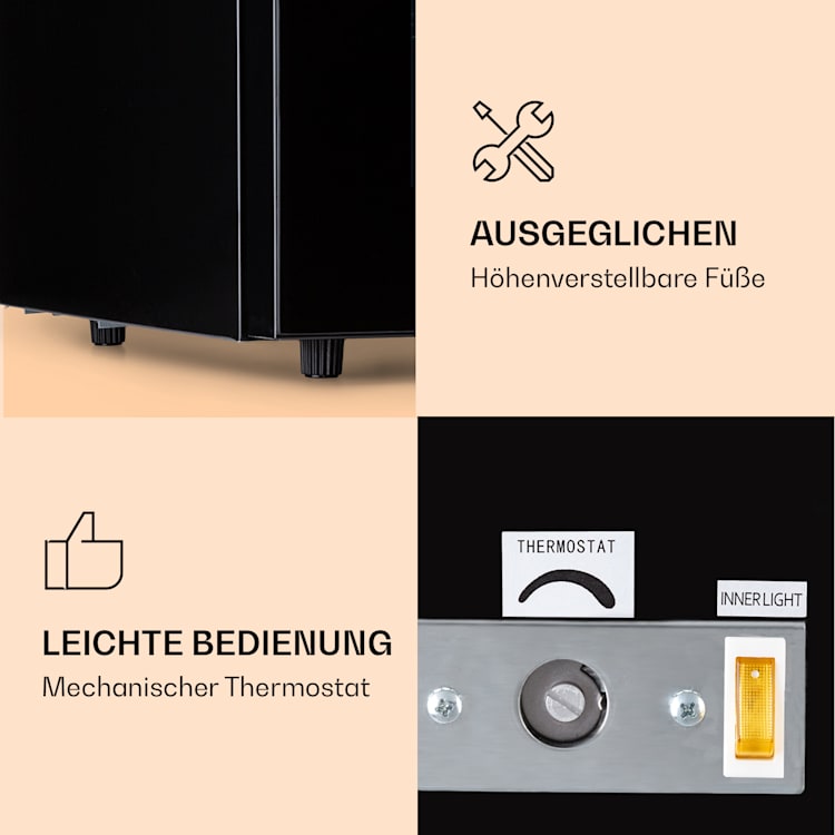 IceAge 88 Gefrierschrank 88 Liter EEK E 3 Etagen Thermostat Glasfront Schwarz