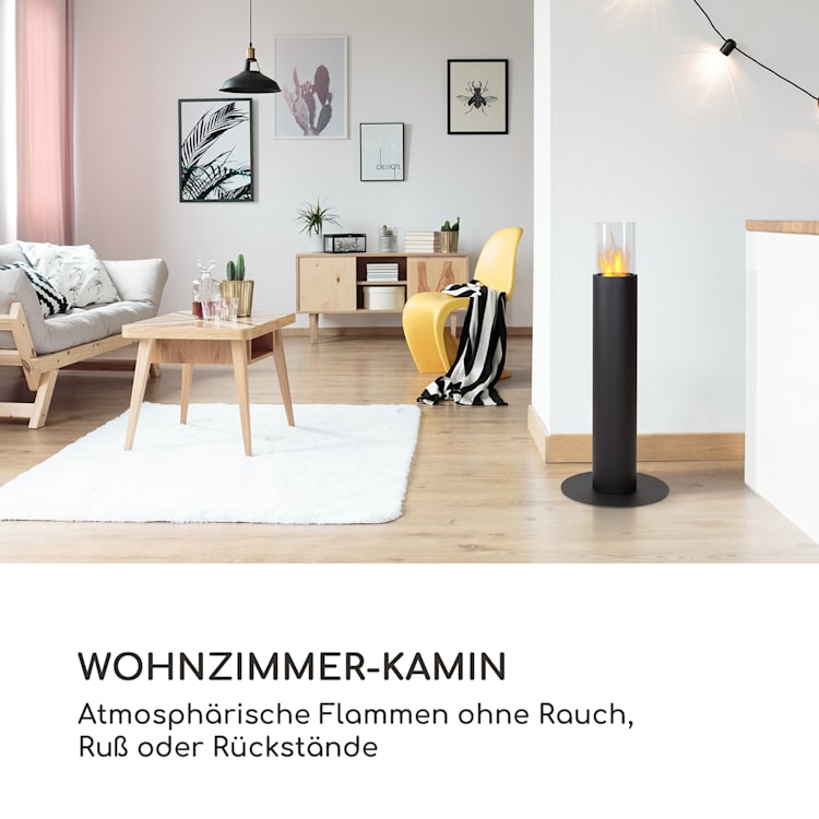 Fiamme Pila Ethanol-Kamin Edelstahl-Brenner 0,5 Liter 4-5 h Brenndauer Schwarz