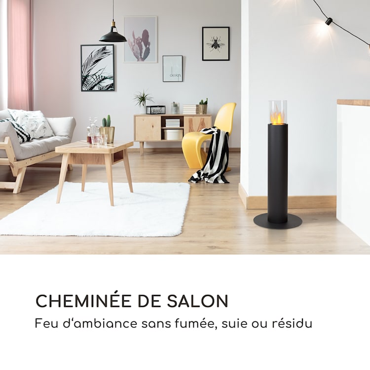 Cheminée à l'éthanol Fiamme Pila brûleur en acier inoxydable 0,5 litre 4-5 h de combustion Noir