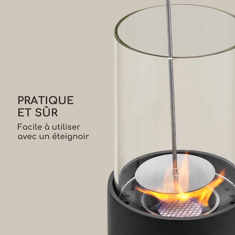 Cheminée à l'éthanol Fiamme Pila brûleur en acier inoxydable 0,5 litre 4-5 h de combustion Noir