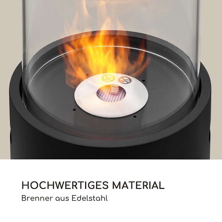 Fiamme Tamburo Ethanol-Kamin Edelstahl-Brenner 0,8Ltr 4-5 h Brenndauer Schwarz