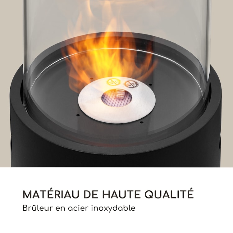 Fiamme Tamburo bio-ethanol haard rvs brander 0,8 liter 4-5 uur brandduur Zwart