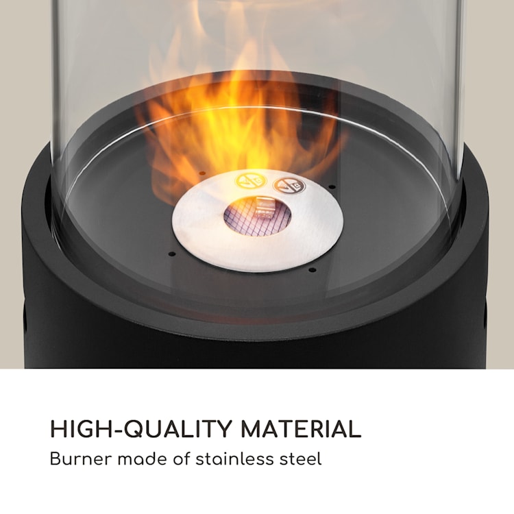 Fiamme Tamburo ethanol fireplace stainless steel burner 0.8 litre 4-5 h burning time Black