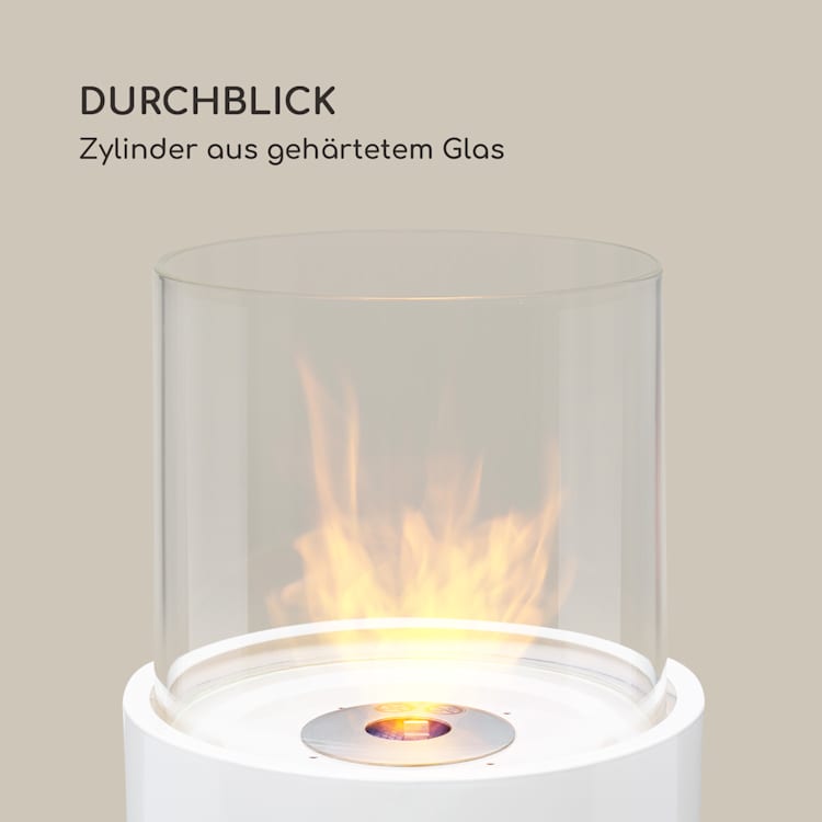 Fiamme Tamburo Ethanol-Kamin Edelstahl-Brenner 0,8Ltr 4-5 h Brenndauer Weiß