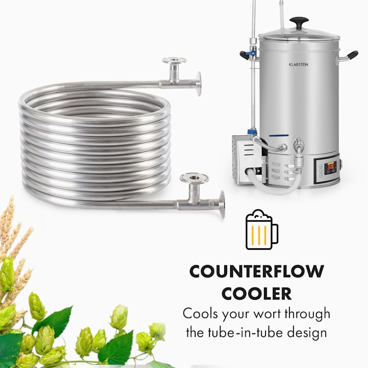 Counterflow, protiprúdový chladič, Ø 28 cm, 9 závitov, nehrdzavejúca oceľ 304