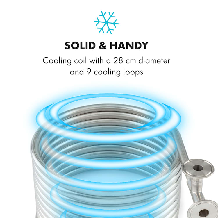 Counterflow, protiprúdový chladič, Ø 28 cm, 9 závitov, nehrdzavejúca oceľ 304