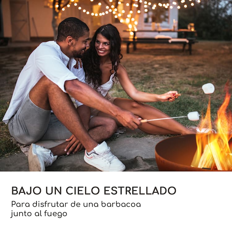 Brasero con parrilla redondo Savage 2.0, Ø: 60 cm, base estable, almacenamiento de madera round | Óxido